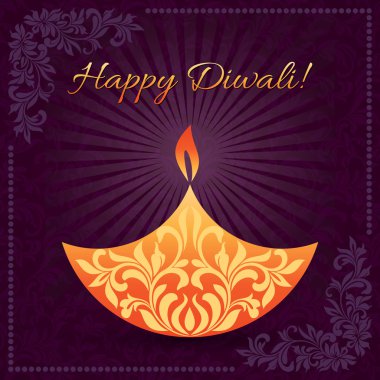 Geleneksel Hint Festivali Diwali l ile zarif kartı tasarımı