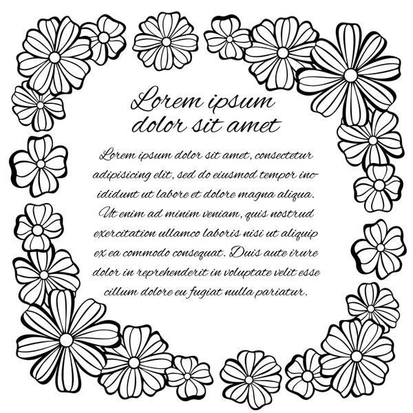 Τετραγωνικό πλαίσιο των λουλουδιών. Γραπτό γάμμα — Διανυσματικό Αρχείο