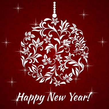Bir çiçek süsleme Noel topu ile zarif kartı