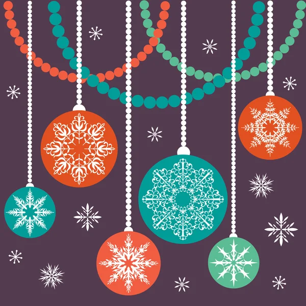 クリスマス ボールの雪の結晶とビーズの装飾から — ストックベクタ