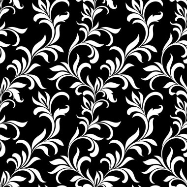 Siyah bir zemin üzerine beyaz çiçek oyma ile Seamless Modeli