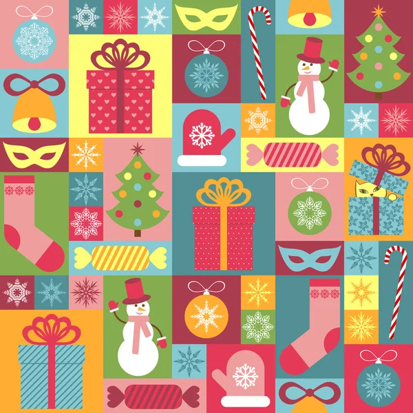 子供のためのシームレスなクリスマスパターン。包装紙、招待状、カードの装飾に使用できます。. — ストックベクタ