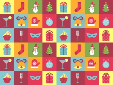 Seamless modeli: Noel dekorasyon tarzı düz dizi