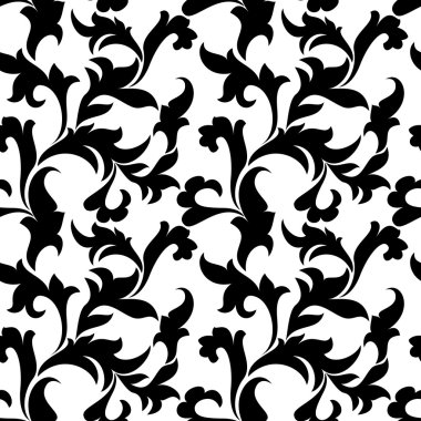 Klasik seamless modeli. Yaprak beyaz zemin üzerine oyma. Vintage tarzı