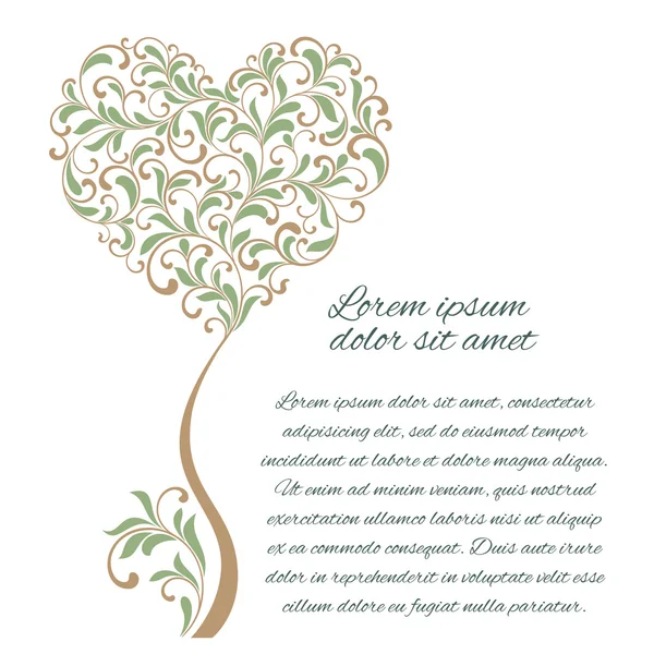 Tree in the form of heart. There is a place for text — Stock Vector
