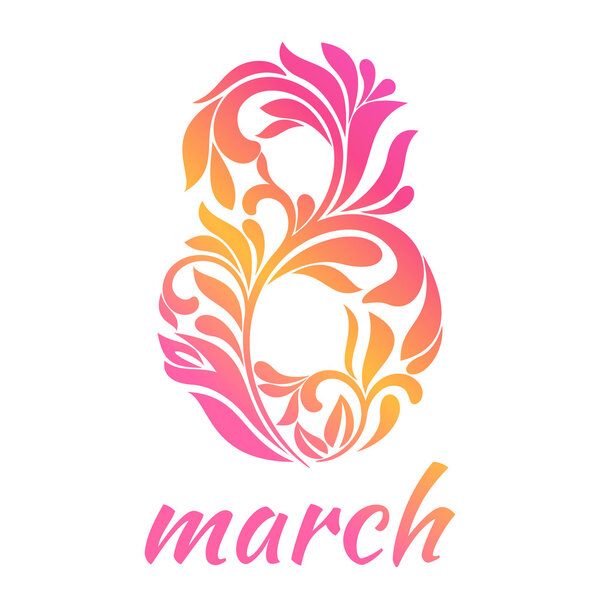 Greeting card with 8 March. 
