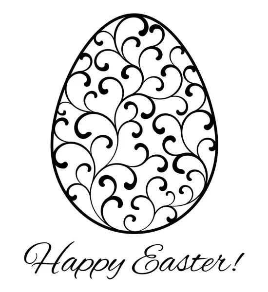 Kaart vrolijk Pasen! Easter egg in decoratieve stijl. Maaswerk op het ei van swirl — Stockvector