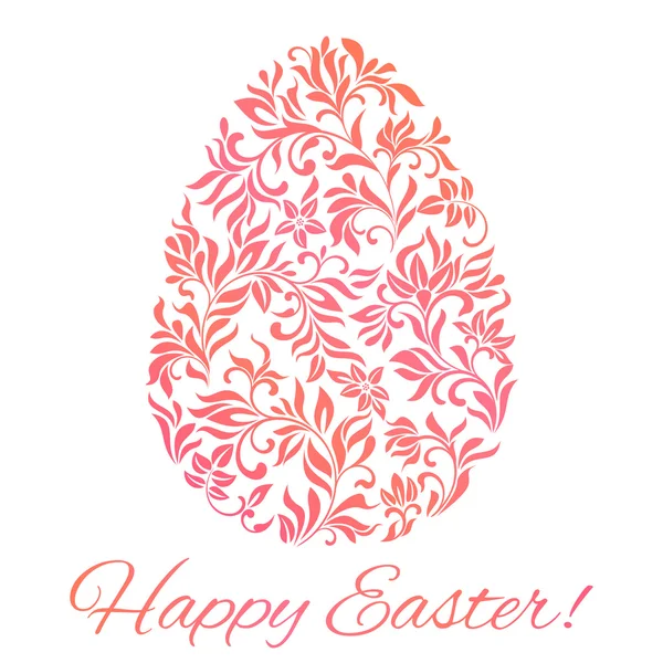 Kaart vrolijk Pasen! Easter egg in floral stijl. — Stockvector