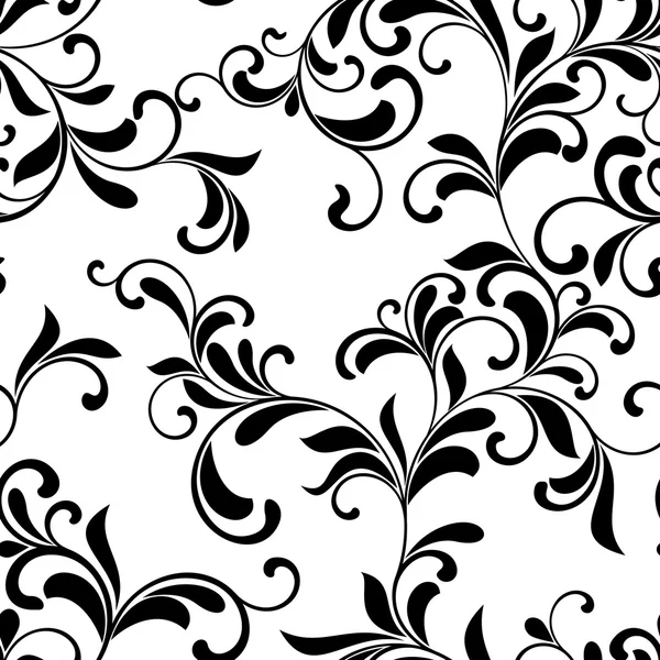 Elegant seamless pattern. Tracery of swirls and leaves  on a white background. Vintage style — Stock Vector