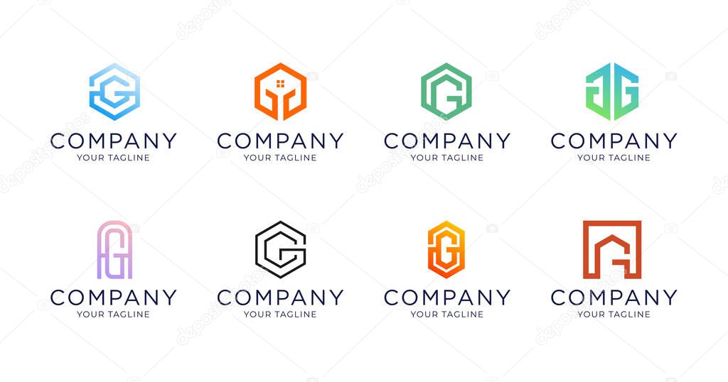 Set of simple and minimalist letter G logo collection