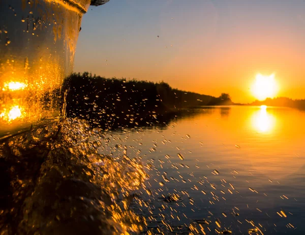 Puesta Sol Delta Del Danubio — Foto de Stock