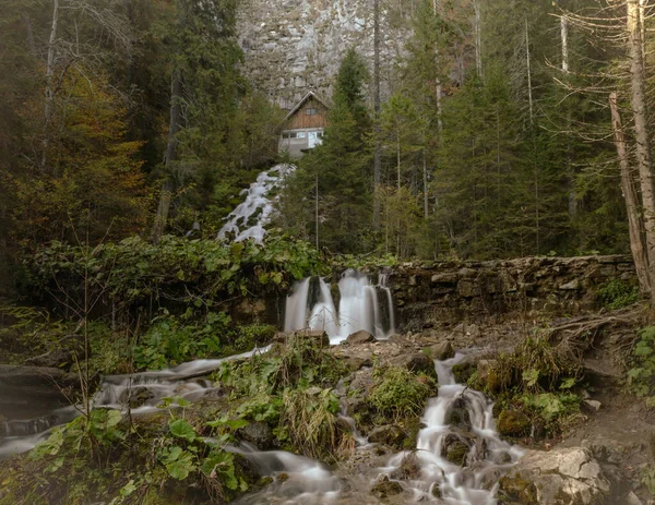 Herbstlicher Wasserfall Wald — Stockfoto