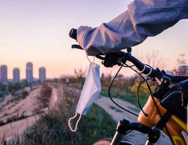 Medical Mask Bicycle Middle Pandemic Royalty Free Stock Images