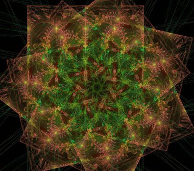 Çizimler saykodelik fraktal fraktal fraktal geometrik renkli süsleme 3D