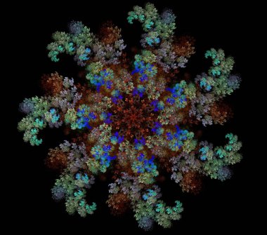 Çizimler saykodelik fraktal fraktal fraktal geometrik renkli süsleme 3D