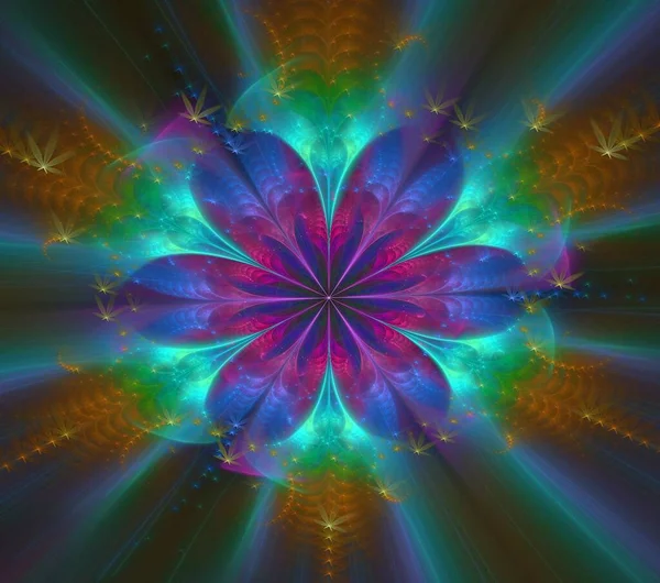 Kuvitukset Psykedeelinen Fraktaali Futuristinen Geometrinen Värikäs Koriste Render — kuvapankkivalokuva