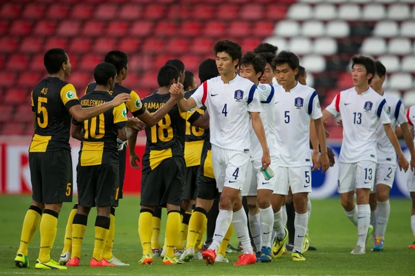 AFC u-16 championship tussen Zuid-Korea en Maleisië — Stockfoto