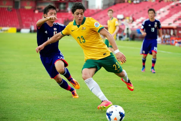 オーストラリアと日本の間 afc u-16 選手権 — ストック写真