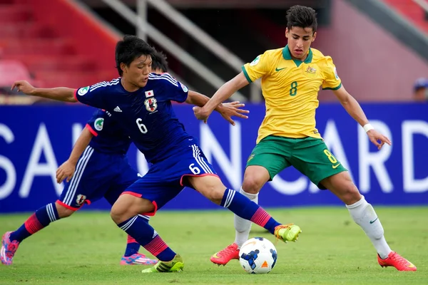 オーストラリアと日本の間 afc u-16 選手権 — ストック写真