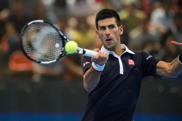 Novak Djokovic au match de tennis de l'exposition — Photo