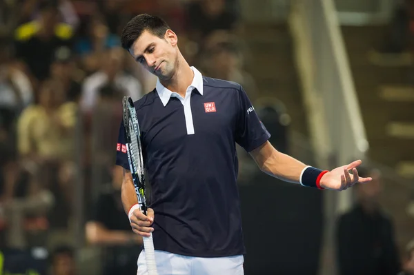 Novak Djokovic at exhibition tennis match — Stock fotografie