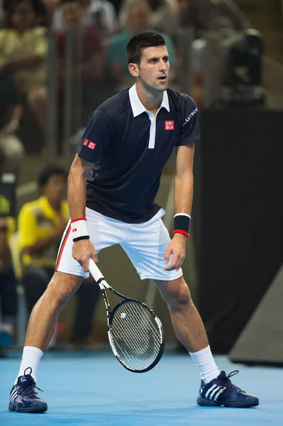 Novak Djokovic en el partido de tenis exposición — Foto de Stock