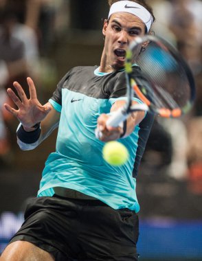 Rafael Nadal at exhibition tennis match clipart