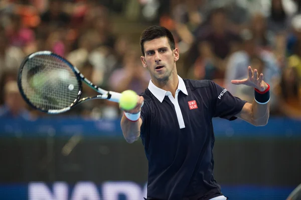 Novak Djokovic at exhibition tennis match — Stock fotografie