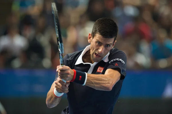 Novak Djokovic no jogo de tênis exposição — Fotografia de Stock