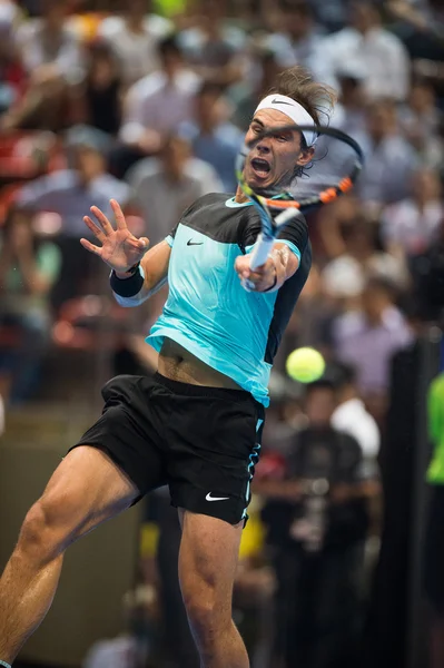 Rafael Nadal no jogo de tênis exposição — Fotografia de Stock
