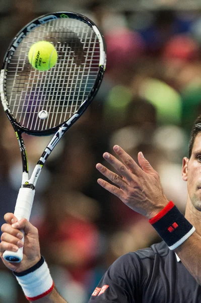 Novak Djokovic at exhibition tennis match — Stock Photo, Image