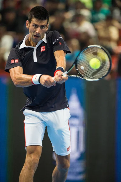 Novak Djokovic no jogo de tênis exposição — Fotografia de Stock