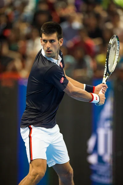 Novak Djokovic au match de tennis de l'exposition — Photo