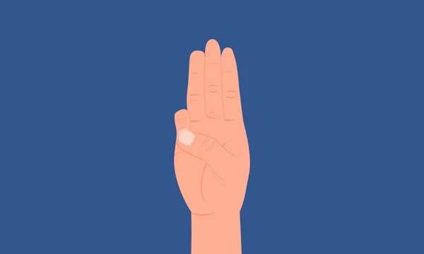 青の背景に3本の指の敬礼についてのグラフィックイラスト 反抗のシンボル 民主主義 平面設計 — ストックベクタ