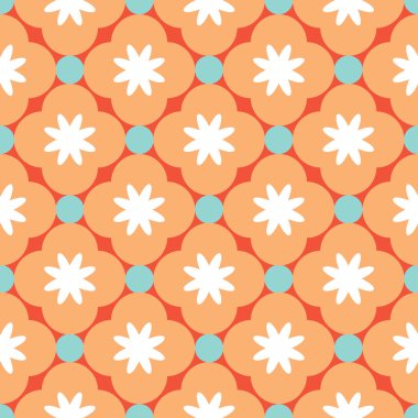 Daire ve çiçeklerle vektör seamless modeli