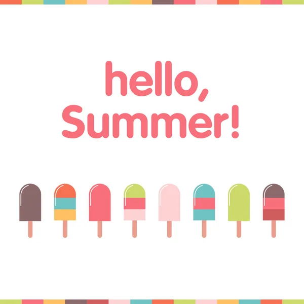 Yaz vektör renkli kart Merhaba. Dondurma ile.