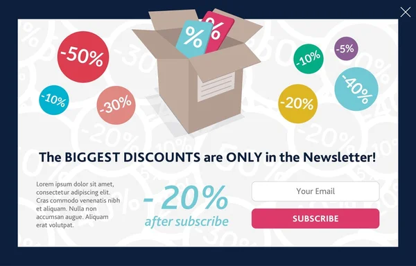 Vektör şablonu için abone açılır. Tema alışveriş.