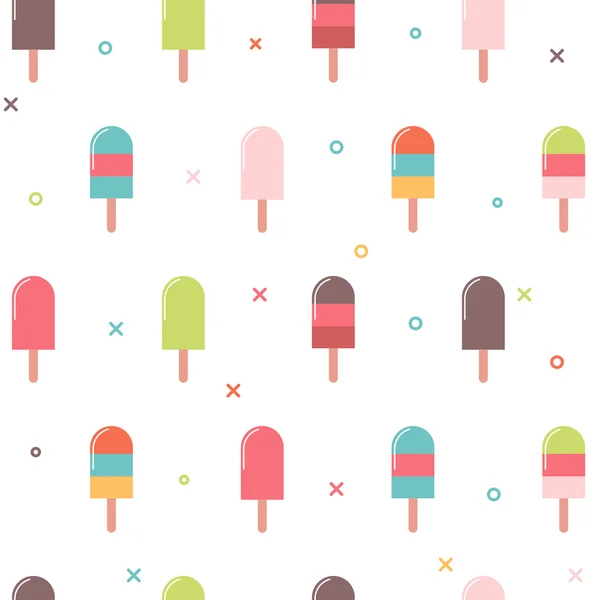 Vektör dondurma beyaz arka plan ile seamless modeli.