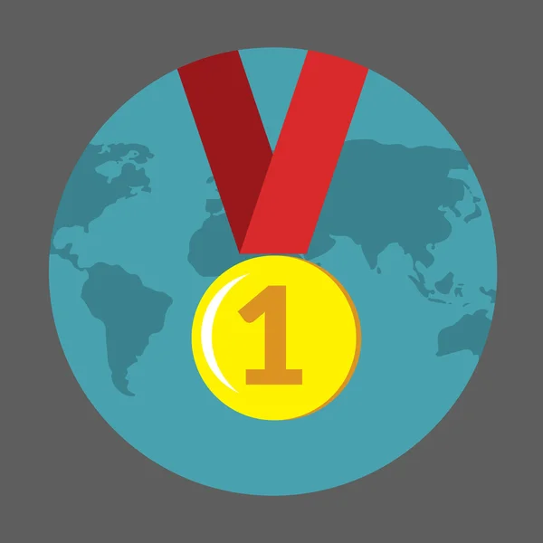 Madalya ile düz renkli simge vektör