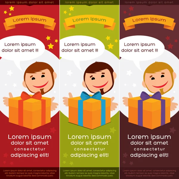 Adam ve hediye ile vektör renkli afiş
