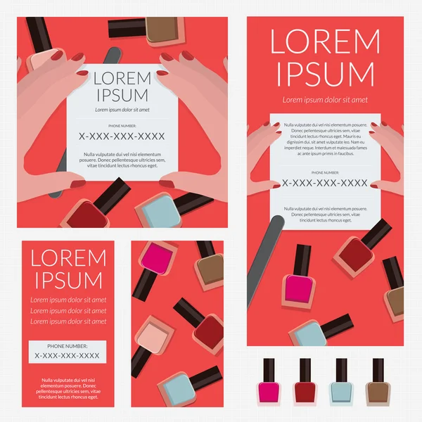Afiş, el ilanı ve kartı ile manikür tema ayarlamak vektör