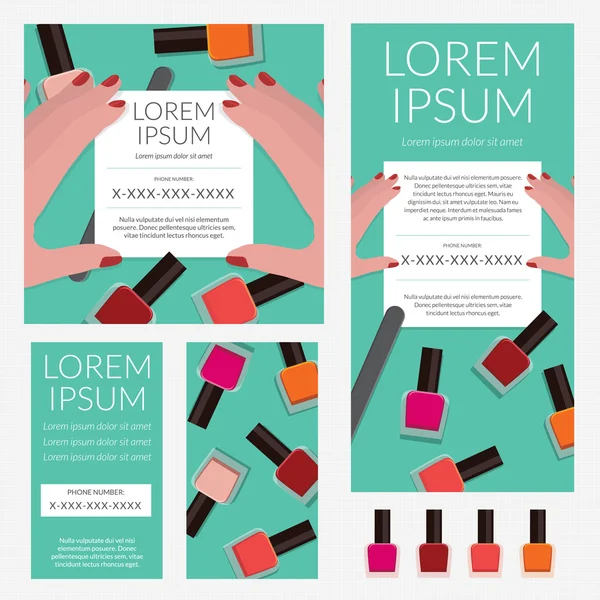 Afiş, el ilanı ve kartı ile manikür tema ayarlamak vektör