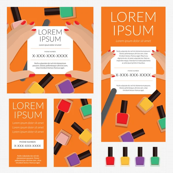Afiş, el ilanı ve kartı ile manikür tema ayarlamak vektör