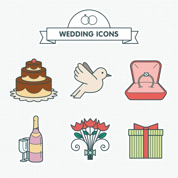 Vektör simgeler düğün tema üzerinde ayarlayın.