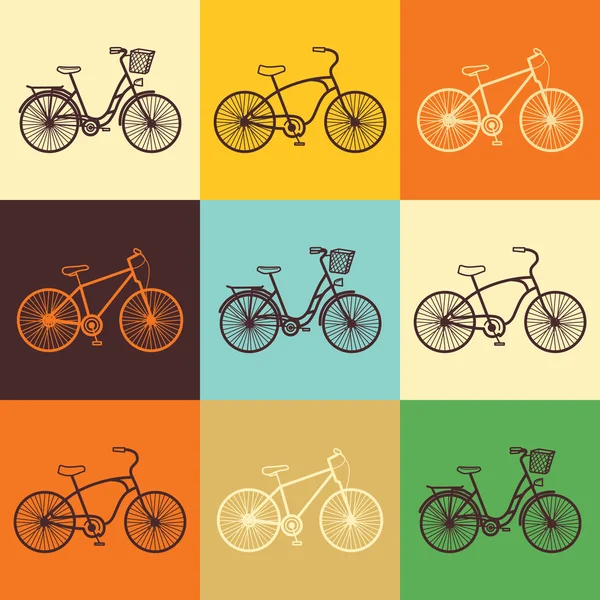 Modèle coloré sans couture vectoriel avec des vélos — Image vectorielle