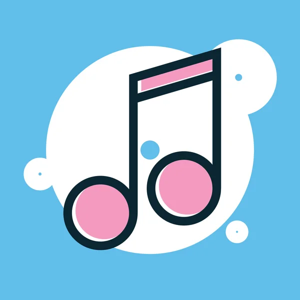 Vektör düz simgesi mavi arka plan üzerinde müzik notu ile