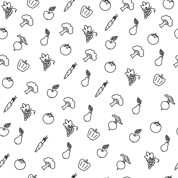 Sebze ve meyve ile Seamless Modeli arka plan. Siyah ve beyaz.