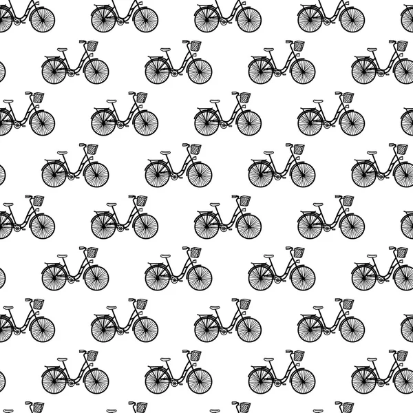 Patrón sin costura vectorial con bicicletas. Blanco y negro . — Archivo Imágenes Vectoriales