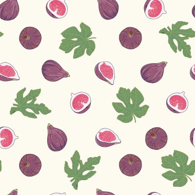 Açık renkli incir ile sorunsuz vektör desen.