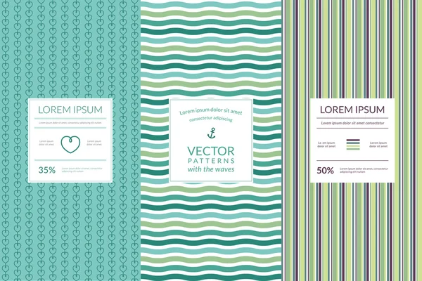 Vector set with abstract patterns. Shades of turquoise. — Stock Vector